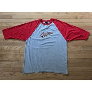 Vintage 90s Y2K Agent Clothing Co Baseball Style Tee‎ Men's XL Gray Red Skate